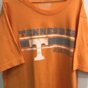 TENNESSEE ORANGE/volunteers X-LARGE 52% cotton 48% poly. Very nice feel. GO VOLS
